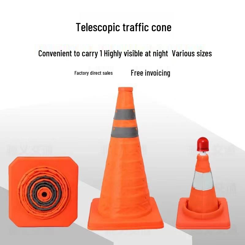 Telescopic Reflective Traffic Cone Barrier for Safety Warning - Foldable and Anti-collision.