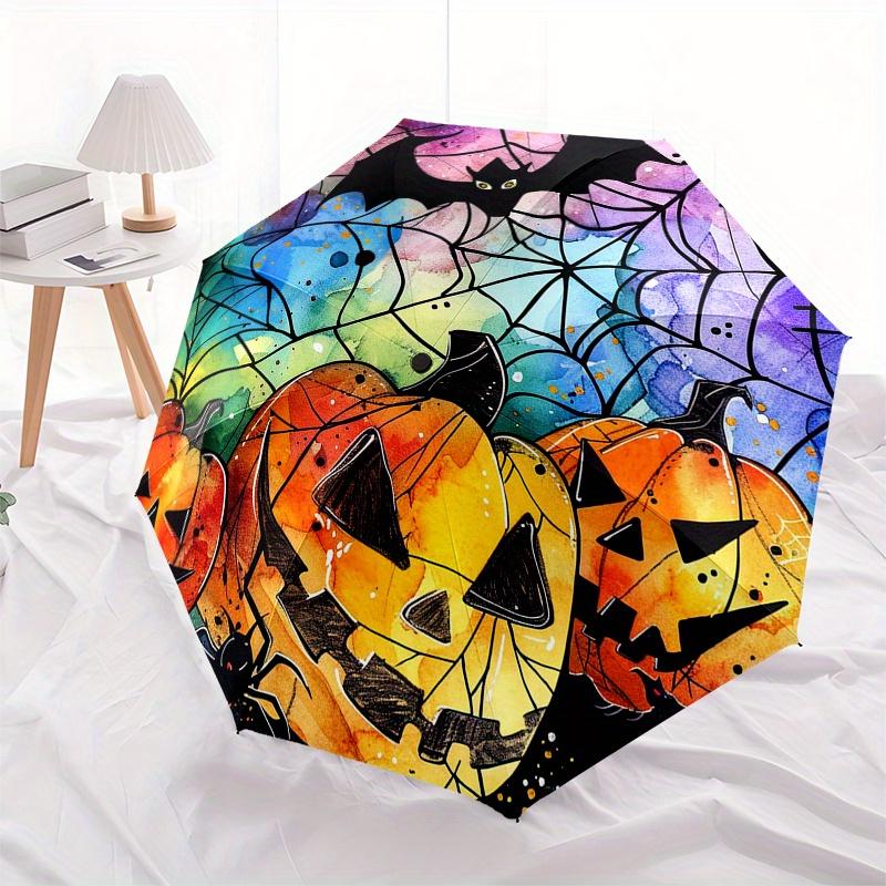 Halloween Watercolor Pumpkins Coasters Set of 4Umbrella, Portable 3-Fold Compact Umbrella,Christmas Gift ES603