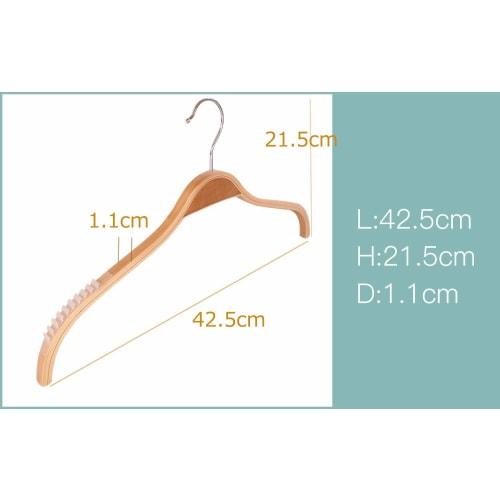 MAO DOU Wooden Clothes Hangers, Non-Slip, Natural Color, Lightweight, Set of 10