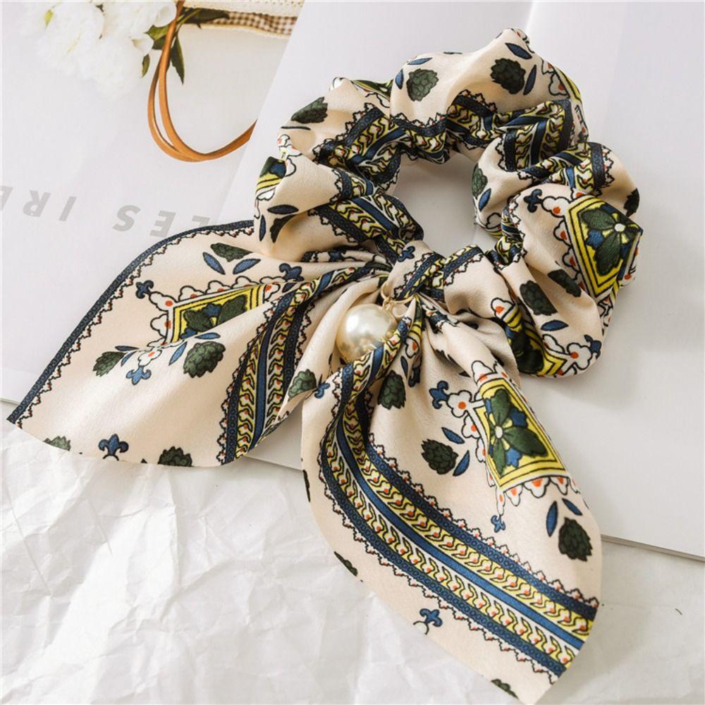 Bowknot Hair Tie Chiffon Pearl Headwear Fashion Hair Accessories