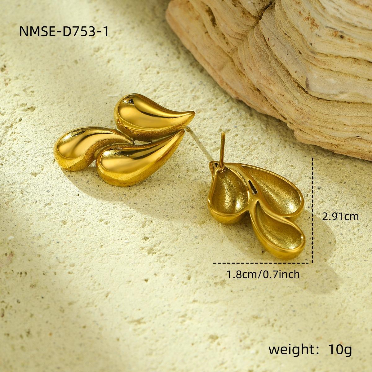 GEMCHIC Women s 18K Gold Stainless Steel Irregular Hollow Three-Layer Drop Earrings