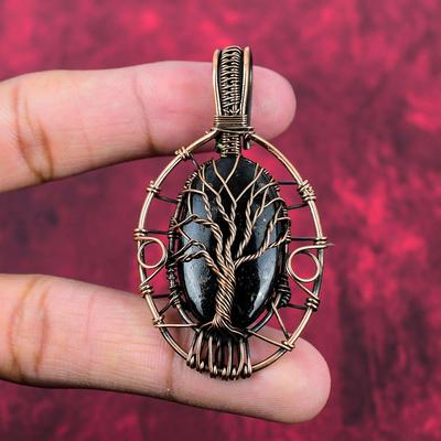 Tree Of Life Nuummite Pendant Copper Wire Wrapped Gemstone Jewelry Handmade Pendant Copper Wire Wrap Pendant Designer Jewelry Gifts For Wife