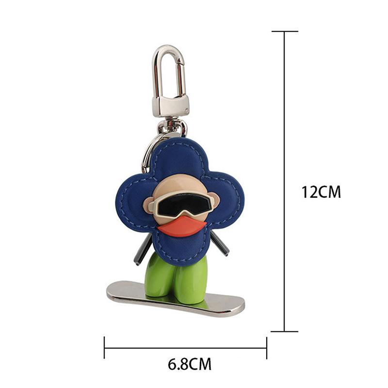 Sweet Cool Flower Doll Keychain Creative Snowboarding Pendant Keyring  Bag Charm Key Hanging Decoration Gifts