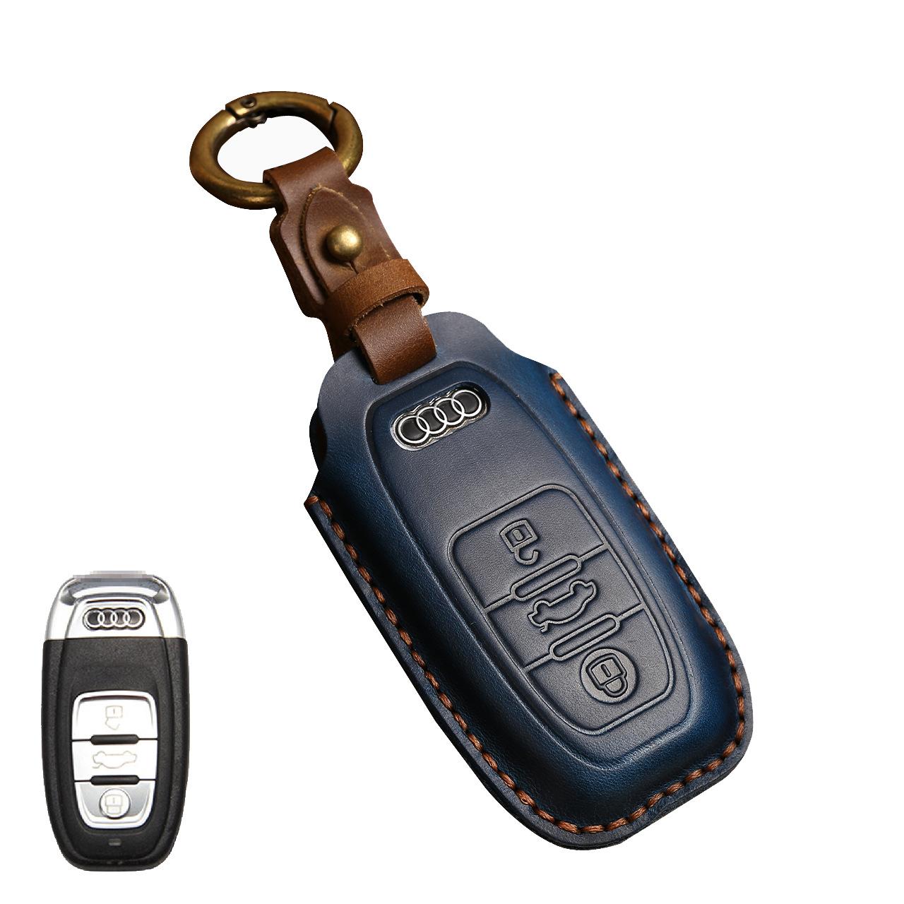 

Подходит для AudiA4LKey Coverq5lCowhideA6Mena5ShellQ7Защитная сумка для автомобиля синий