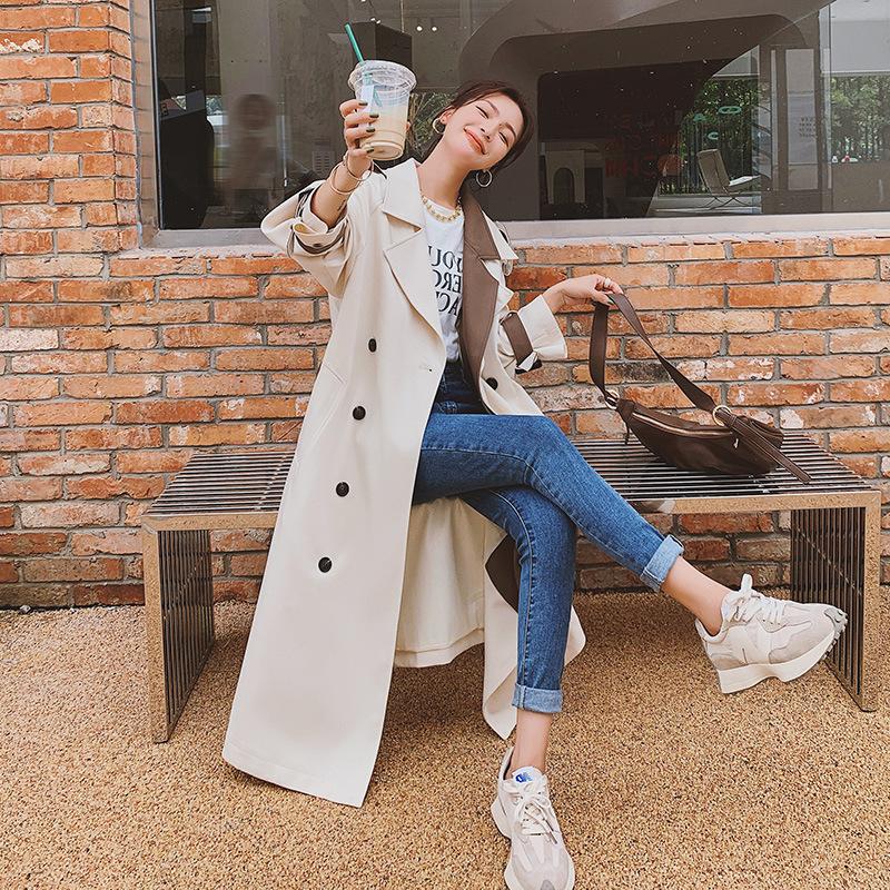 

Новый стиль тренчкот для женщин в начале осени корейский стиль свободный темперамент утягивающий британский стиль куртка XL