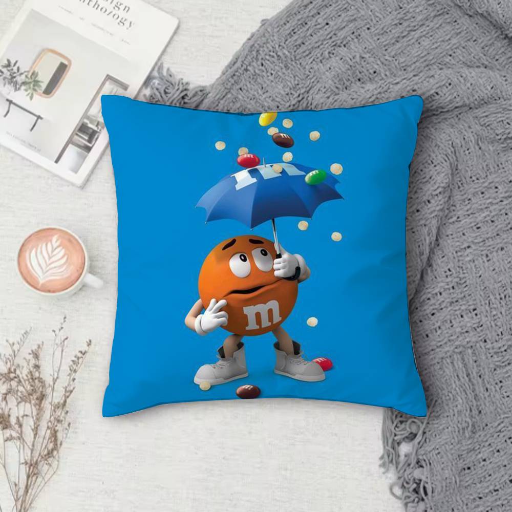 MMMs Chocolate Doublesided Printed Square Pillow Cover Decorative Cushion Cover for Sofa Bedroom Bedside