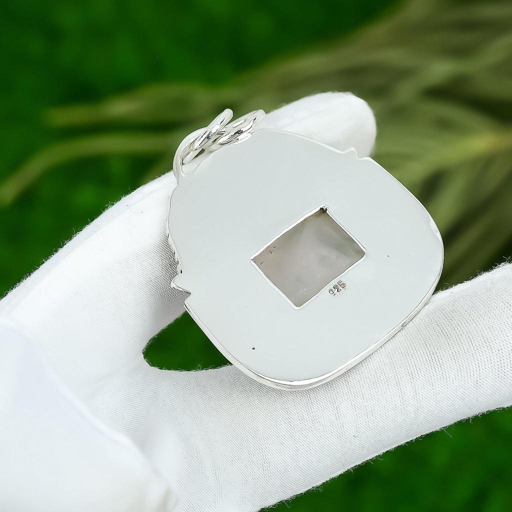 Sisters Day Deal Natural Rainbow Moonstone 925 Sterling Silver Pendant Jewelry