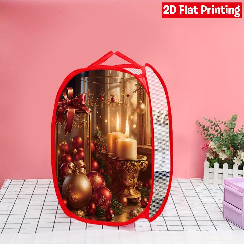 1Pcs Christmas Cardinal Pop-Up Laundry Hamper Expandable Mesh Hamper Basket for Room Bedroom Bathroom Organization Contemporary Storage