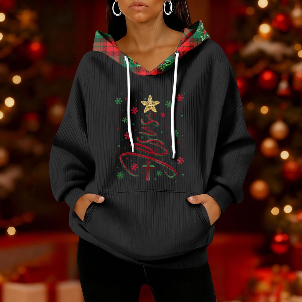 Women's Fashion Casual Christmas Print Pullover Long-Sleeve Sweatshirt