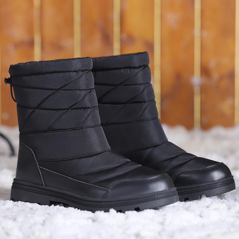 

Пуховые высокие зимние ботинки мужские зимние пуховые утолщенные теплые большого размера Северо-восток водонепроницаемые и нескользящие мужские хлопковые ботинки 46 чёрный