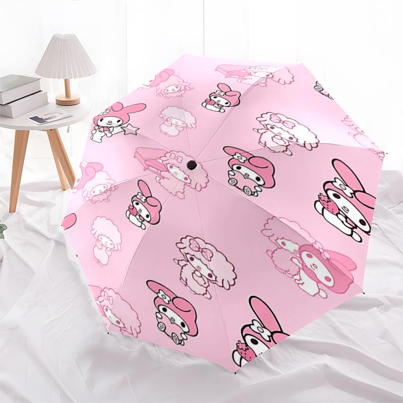 

1pc My Melody Pink Umbrella - Automatic Open/Closed, Portable Folding Design, 8-Rib Iron Frame Outdoor Umbrella, Ideal Gift for Fans, Travelers, Every