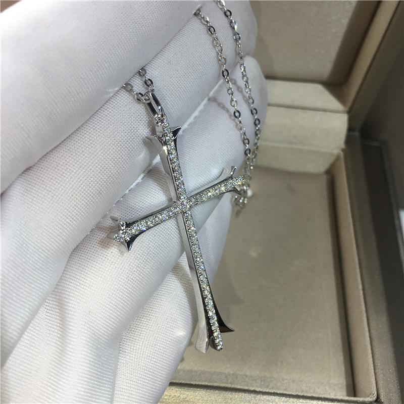 Exquisite Cross Pendant Necklace with Dazzling Mini Cubic Zirconia Statement Jewelry Women's Fashion Accessories