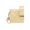 Dior LADY Dior Collection Patent Leather Calfskin Canvas Check Pattern 5-Card Slot Card Holder & Coin Purse Women's Style Light Yellow