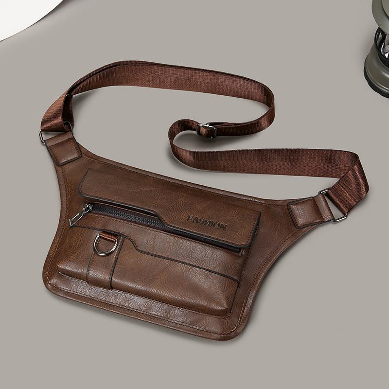 Men's Crossbody Bag Chest Bags High Quality Shoulder Bag Chest Bag for Men Fashion Business Messenger Bag PU Leather Waist Bags