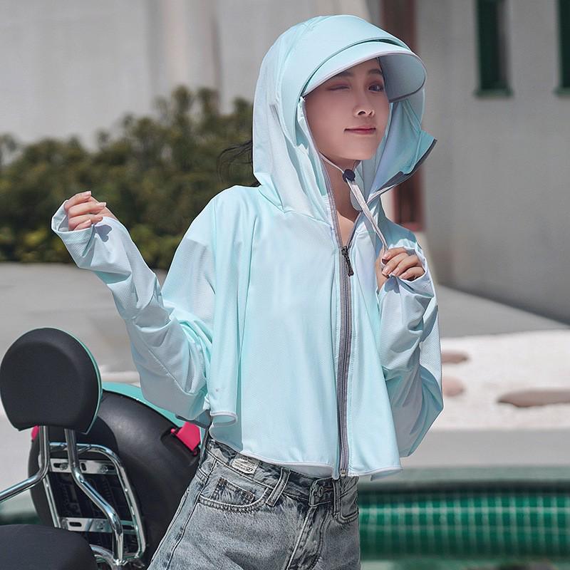

Женская легкая куртка с капюшоном из ледяного шелка с защитой от УФ-лучей - Дышащий летний солнцезащитный топ One Size