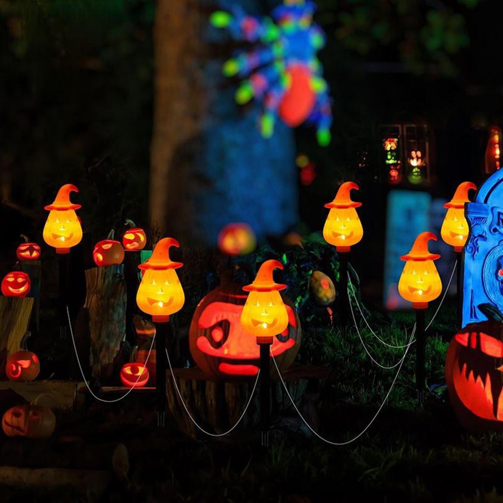 Halloween Pumpkin Stake Lights Halloween Solar Pumpkin Ground Stake Light Orange Garden Decorations Pathway Ground Insert