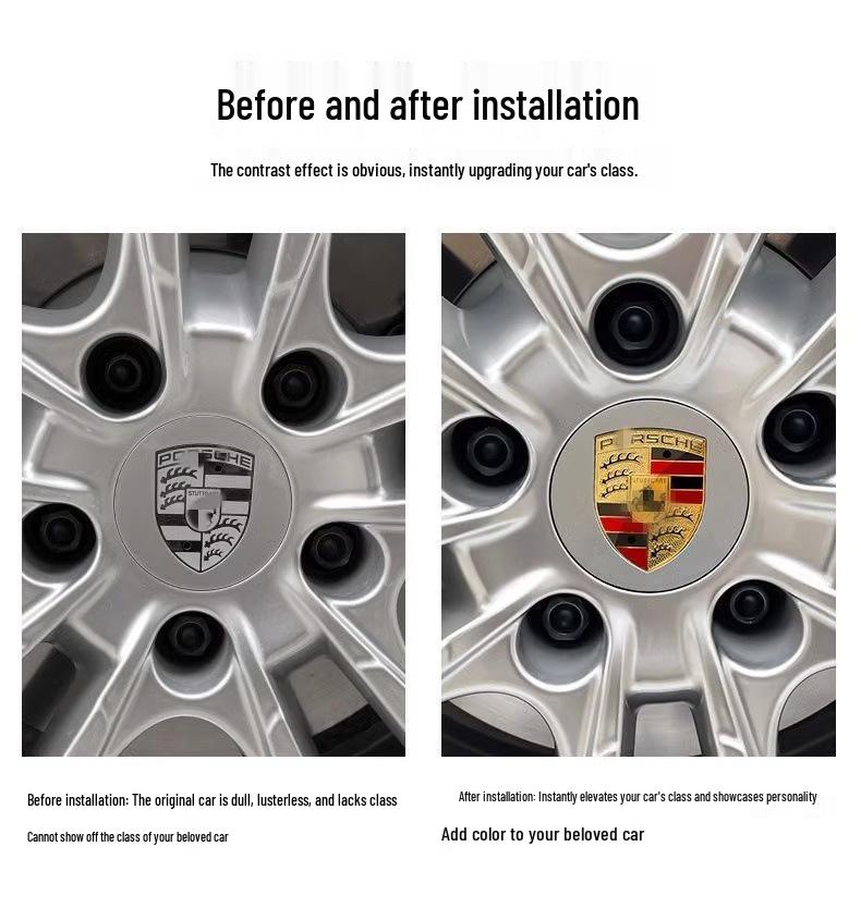 Compatible Porsche Wheel Caps for Cayenne, 911, Panamera, Macan - Color Logo Center Tire Caps
