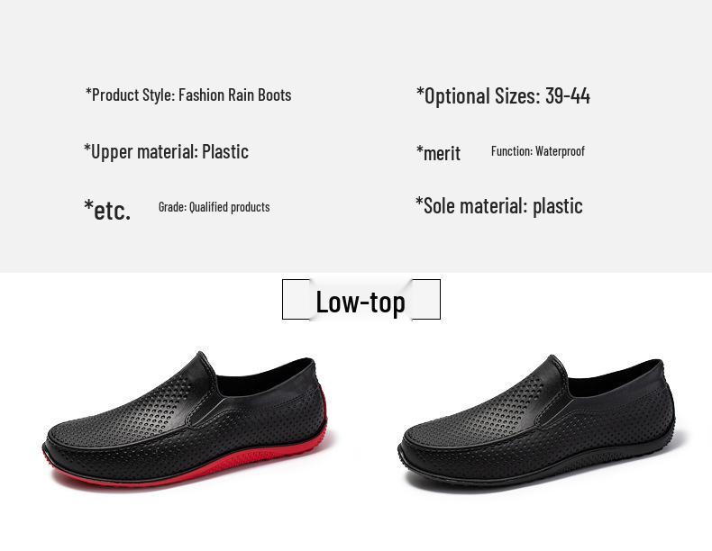 Men's Low-Top Non-Slip Waterproof Rain Boots for Fishing, Men/Women/Teenagers Rubber Shoes