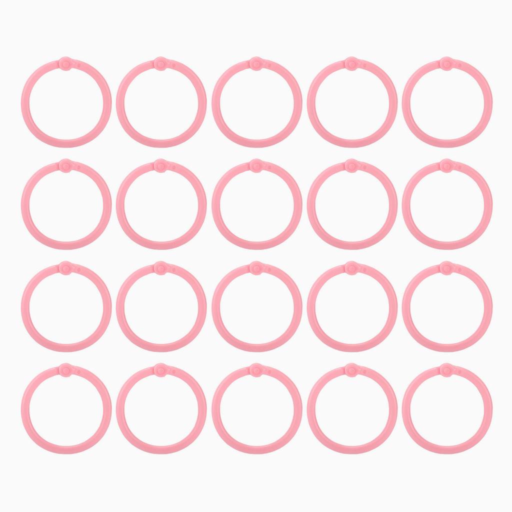 20Pcs Book Binder Ring Flexible Loose Leaf Buckle 30mm Paper Single Ring for Cards FilesPink