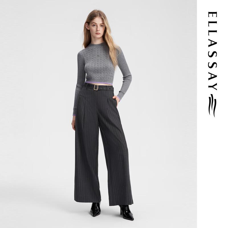 ELLASSAY Women's 100% Merino Wool Wide-Leg Casual Pants