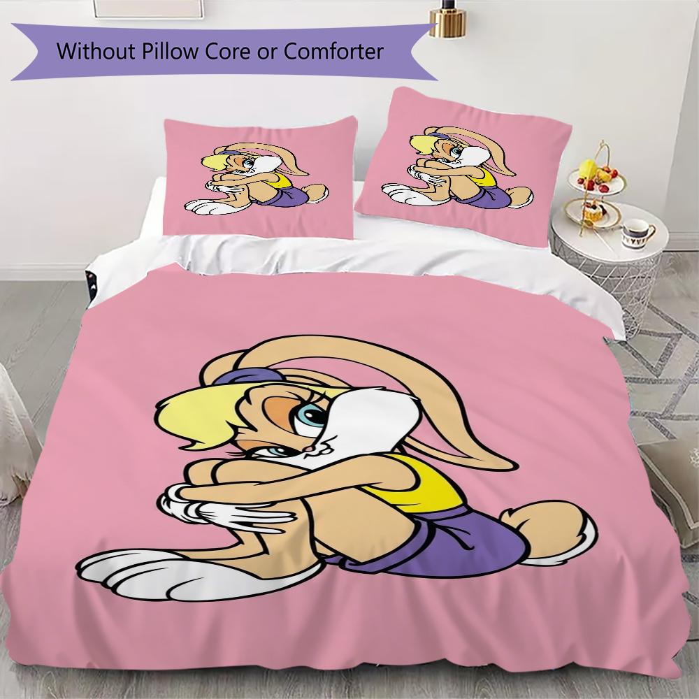 Bugs Bunny Pattern Bedding uilt Set uilt Cover Pillowcase Home Decoration Birthday Gift (1 * duvet cover + 2 * pillowcase without core)