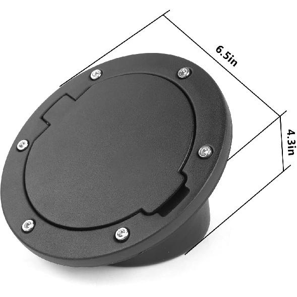 JeCar Aluminum Gas Cap Fuel Filler Door Cover for Jeep Wrangler 2007-2018 JK & Unlimited Accessories (Black)