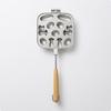 Mould Compact Double-Sided Hinged Cooking Pan with Wooden Handle Aluminum Alloy