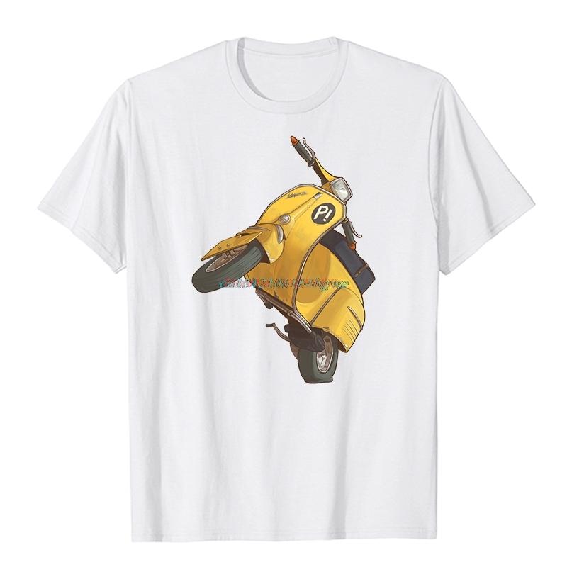 Fashion New Shirts And TShirts Yellow Motor Scooter Graphic T Shirts Summer Cotton Short Sleeve T Shirt Mens Print T Shirt