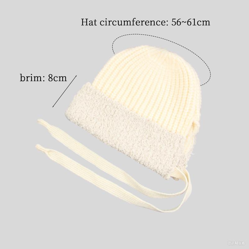 Hat Women's Autumn and Winter Merino Wool Knitted Wool Hat Plush Thickened Warm Versatile Show Small Cold Hat