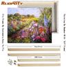RUOPOTY DIY Frame Oil Painting By Numbers Daisy Flower Acrylic Home Decor On Canvas Wall Art Picture Rose For Living Room
