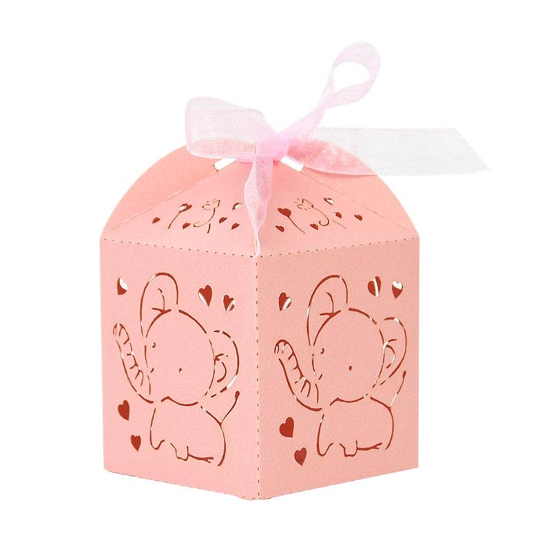 10/50pcs Baby Blue Elephant Candy Gift Box Hollow Paper Chocolate Treat Box Boy Girl Baby Shower Supplies Birthday Party Decor