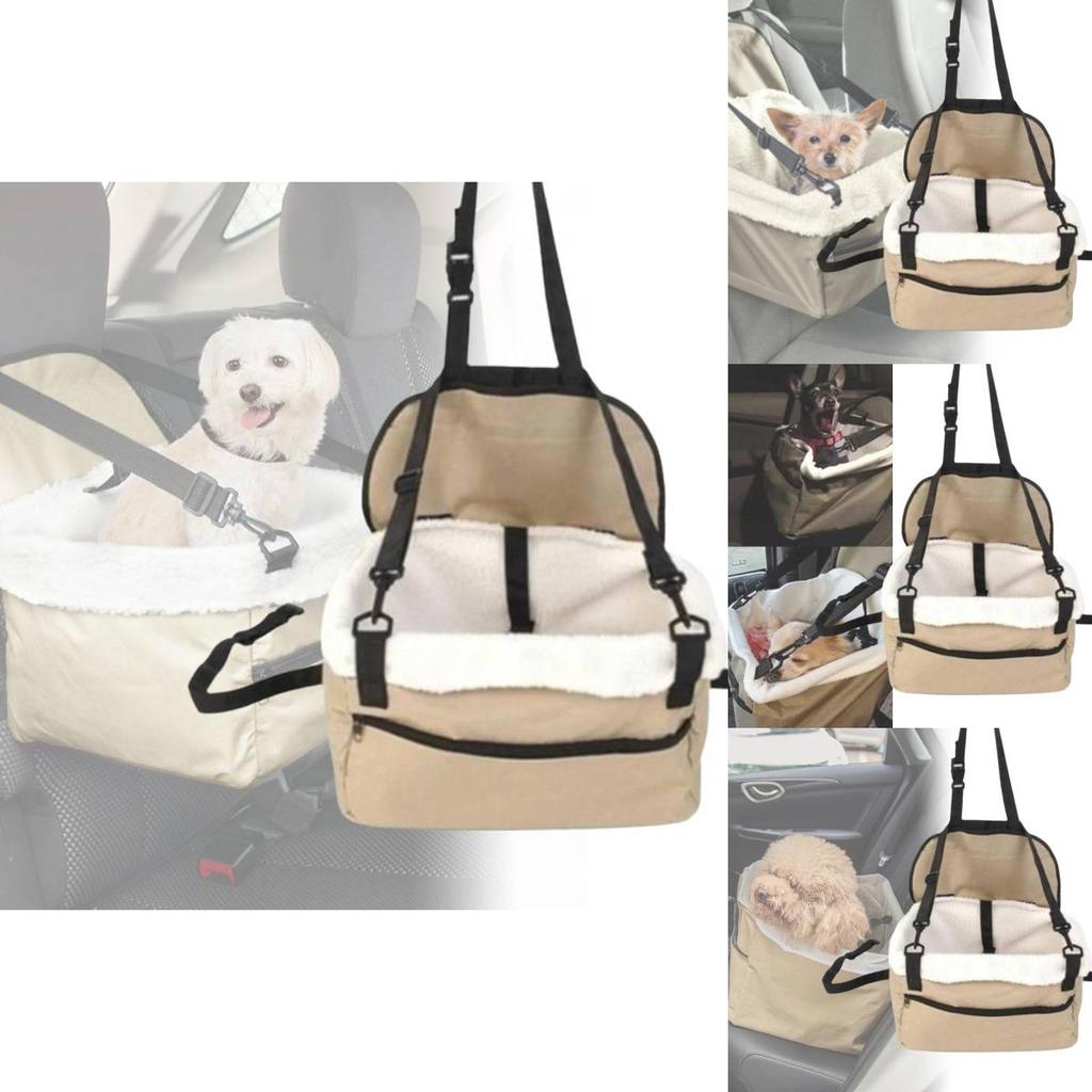 Beige Dog Car Travel Seat Carrier Bag Breathable And Comfortable Pet Hammock