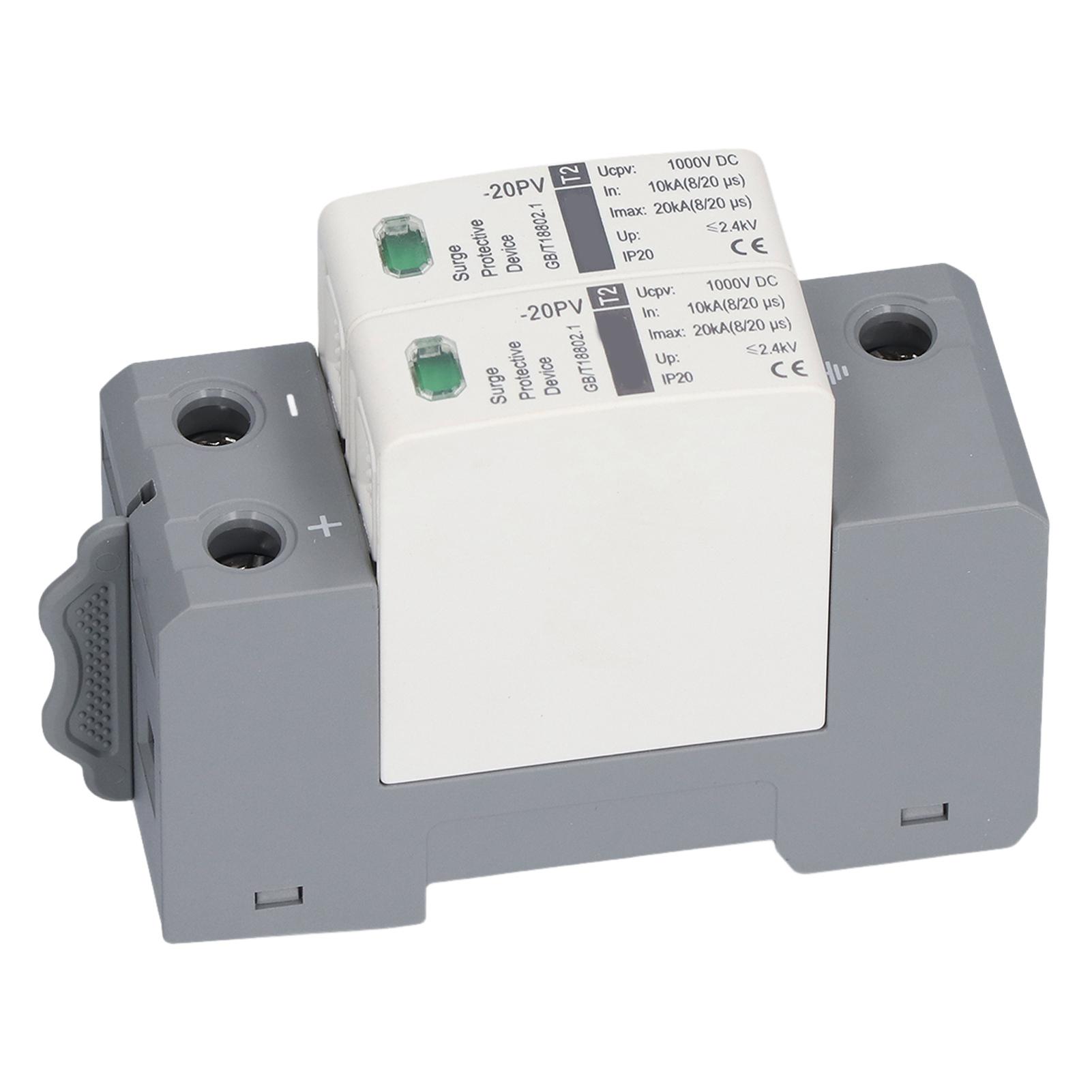 

Surge Protective Device DIN Rail Mount Arrester Electric Shock Protector 1000VDC 2P 1020KA