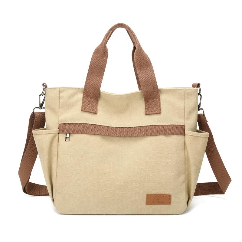 Women's Large Capacity Tote Bag Retro Student Crossbody Bag Canvas Shoulder Bag