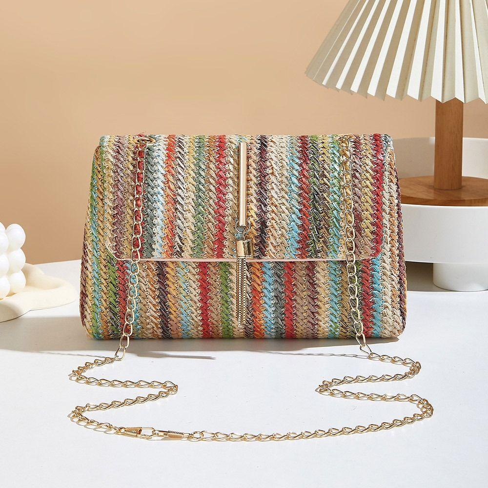 Ethnic Style Woven Crossbody Bag Portable Clutch Bag Artistic Mobile Phone Pouch  Girls