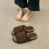 Scarpe Basse in Camoscio con Frange Taglie Forti Estate Nuove Punta Tonda Punta Aperta Morbide Slip-on