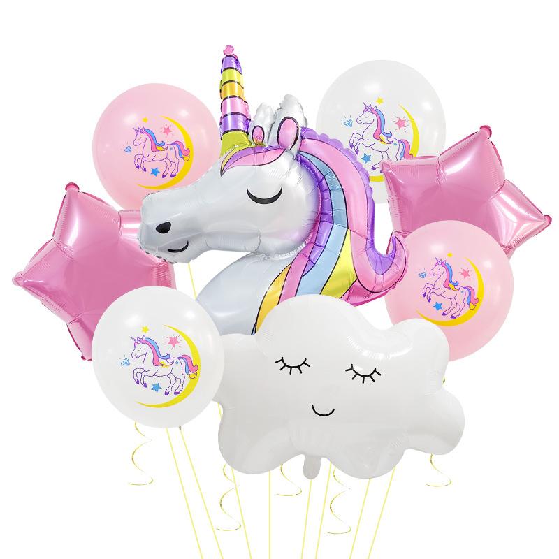 Rainbow Unicorn Birthday Party Balloon Set Girls 1 Year Unicorn Happy Birthday Decoration Supplies Baby Shower Foil Balloons