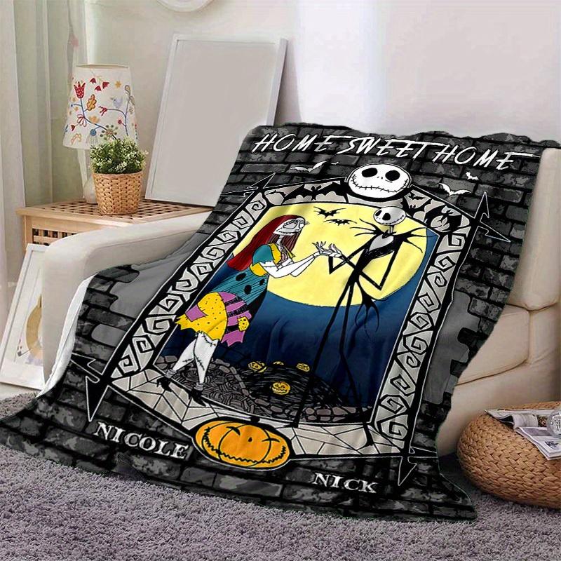 1pc. Halloween Nightmare Before Christmas Home Sweet Home Blanket, Cute Cartoon Jack Skellington Sally Pumpkin Decorative Throw Blanket, Per 100x150cm