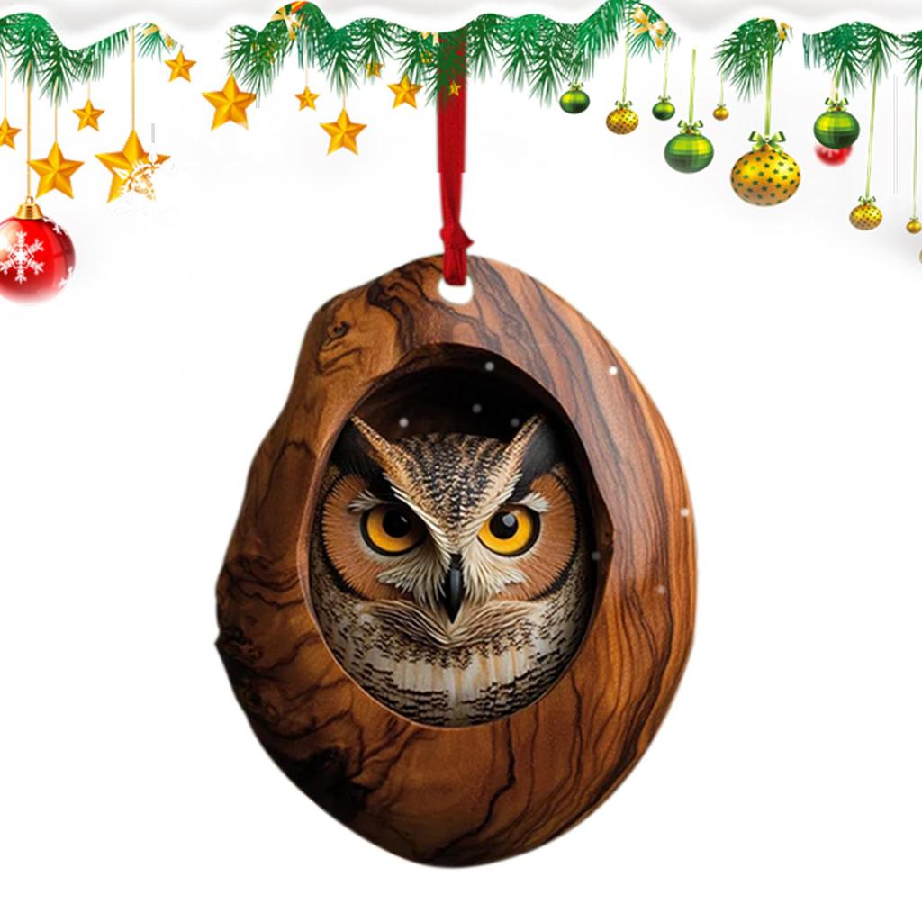 Acrylic Raccoon Tree Pendant Christmas Tree Animal Pattern 2D Acrylic Ornament Living Room Bedroom Garden Seasonal Decoration