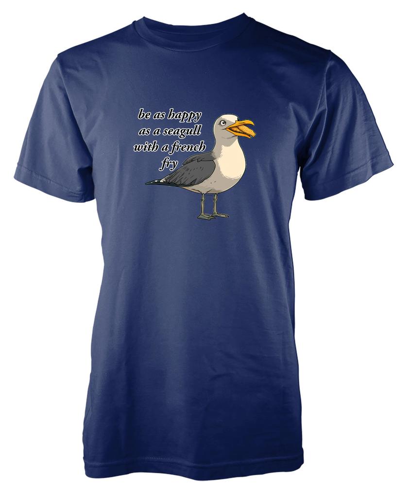 Bnwt Be As Happy As A Seagull With French Fries Adult TShirt Funny Bird Lover