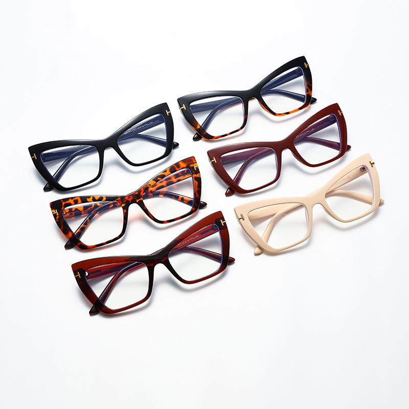 4737T Word Cat Eye Glasses Frame 2024 New Fashion Anti-Blue Flat Mirror Personalized Versatile Frame