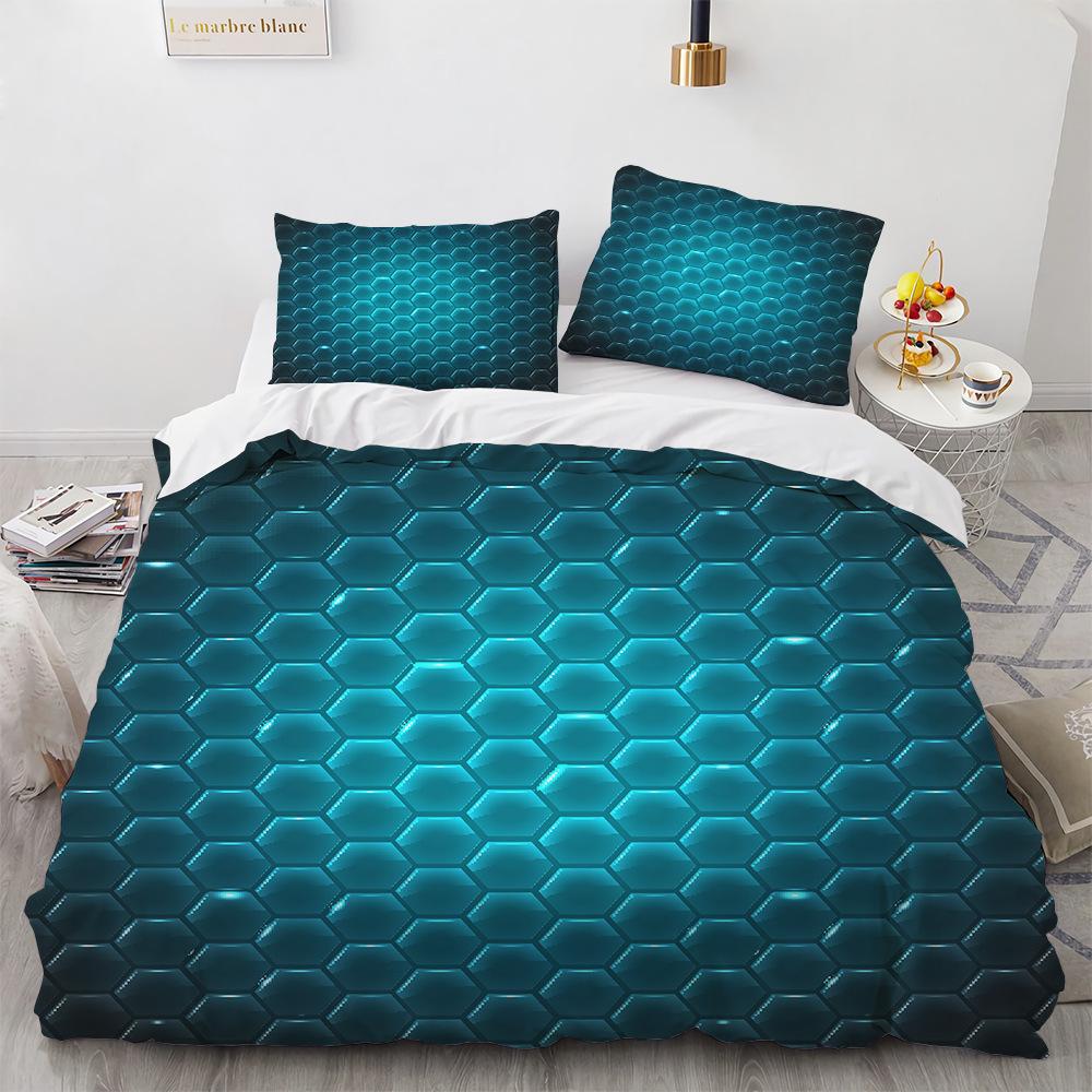 3D Honeycomb King Queen Duvet Cover Solid Geometry Bedding Set For Teens Adult Psychedelic Abstract 2/3pcs Polyester Quilt Cover