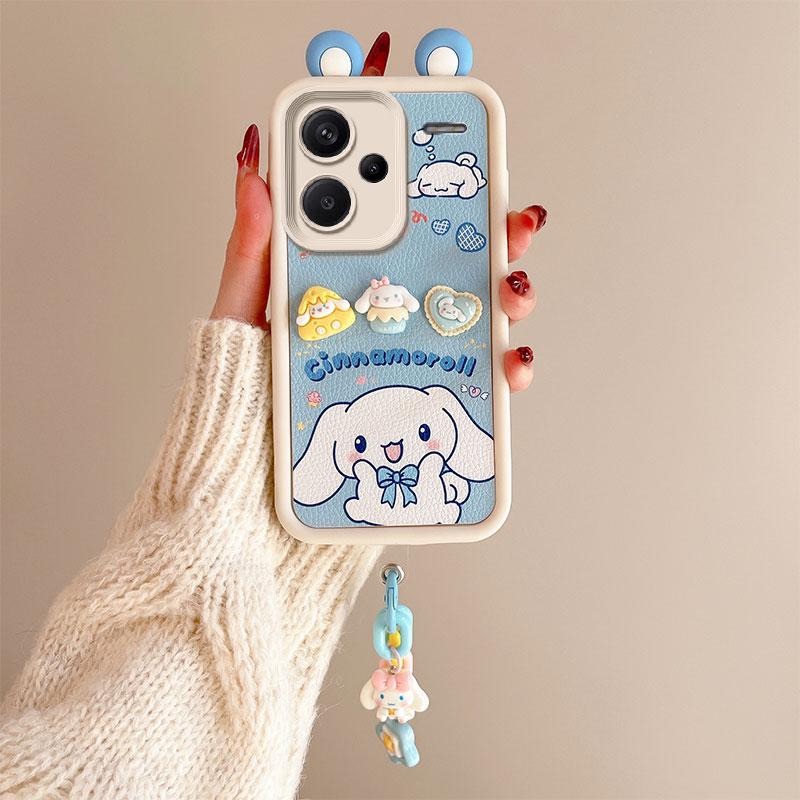 KEYSION Cute Ear 3D Cartoon Case for Redmi Note 13 Pro+ 5G with Bracelet Silicone Shockproof Phone Cover for Redmi Note 13 Pro+ 5G