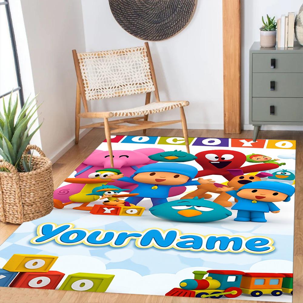 Pocoyo Customized Name Floor Rug Office Rug Perfect for Dining Room Study Room Living Rooms Bedrooms Antislip Carpet Anime Office Decor