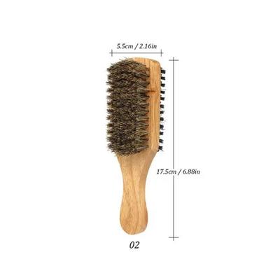 Spazzola per capelli con setole di cinghiale da uomo, pettine antistatico in legno naturale, spazzola per barba, manico per capelli, strumento per lo styling, 02, 1 pezzo