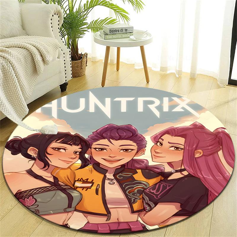 1pc KPop Demon Hunters9 Design Printed Area Round Carpet for Bedroom Living Room Home Decor Rugs Mat Non Slip Mat Rug for Bedside