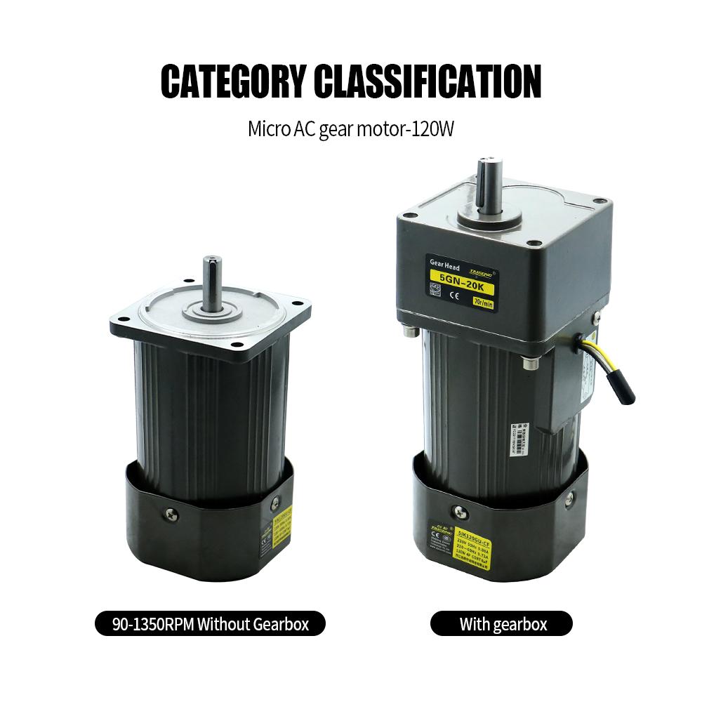 120W Micro AC Motor 110v 220v Single Phase Asynchronous Motor Gear Motor 15mm Motor Shaft+ Speed Controller 5RPM-1350RPM 50/60hz
