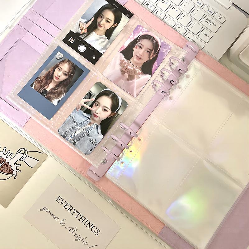 A5 Laser Star Transparent File Holder Notebook 6 Hole Loose Leaf DIY Goll card Album Binder Rings PVC Storage Binding Folder