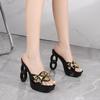 Sexy 12CM Crystal Square Toe Transparent High Heel Sandals Night Club Party Shoes for Women Car Model Wedding  Evening Fashion