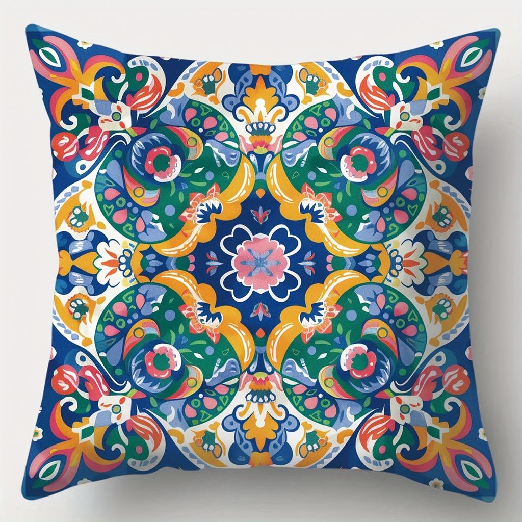Colorful Floral Patterned Throw Pillow Cushions Decor Polyester pillowcase, sofa decorative cushion cov Headboard Pillow
